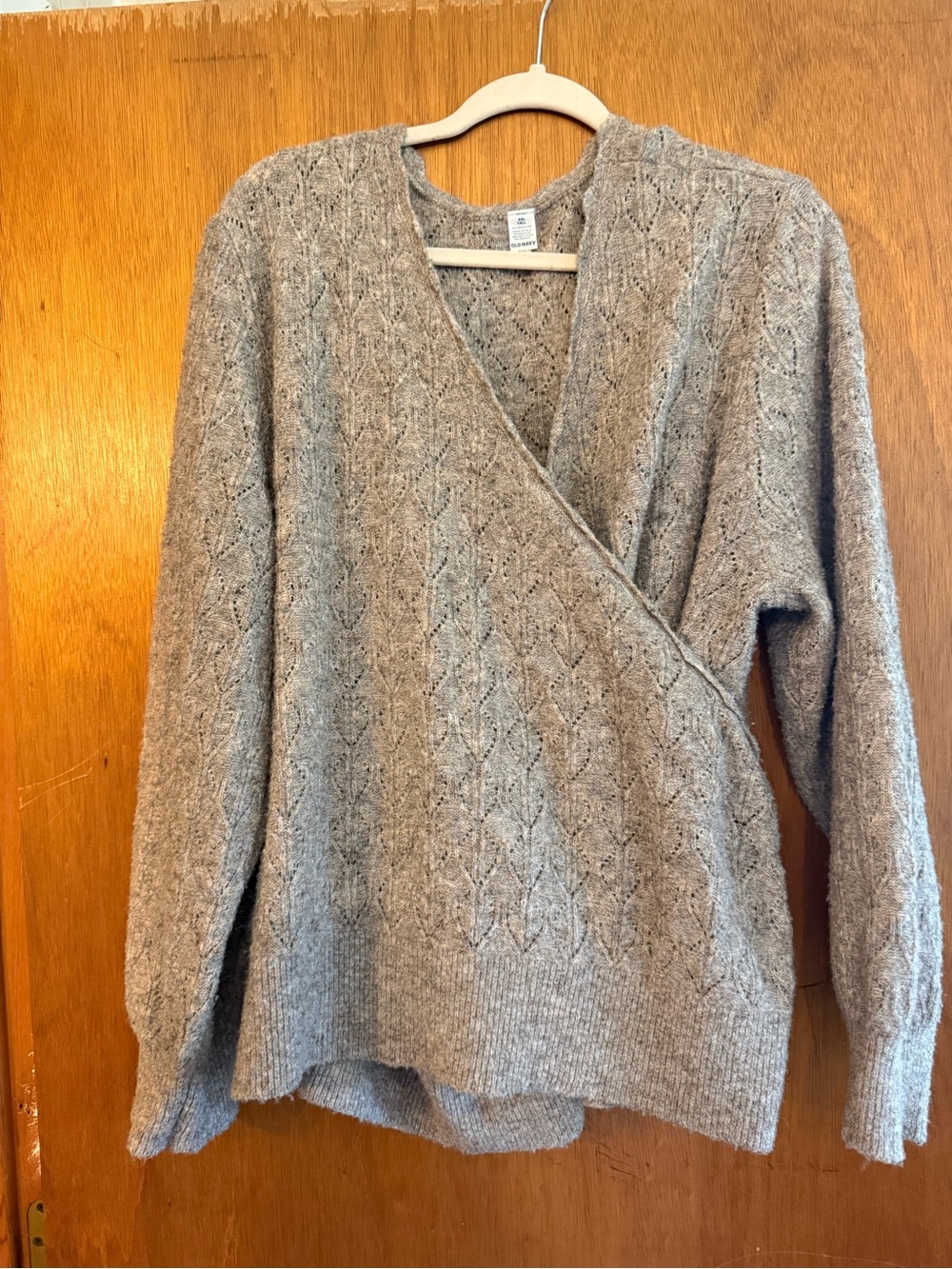 Old Navy Taupe Wrap-Front V-Neck Sweater